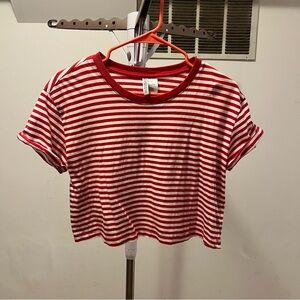 H&M Divided Red and White Striped Crop Top size medium